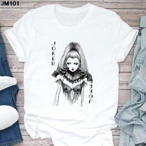 Women's Short Sleeve Tshirt Harajuku Girls Poker Pattern Printing T shirt